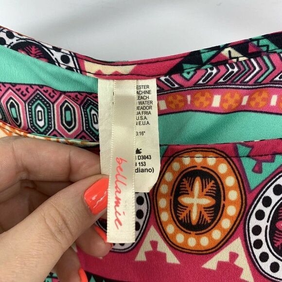 Bellamie Colorful Aztec Shift Dress 3/4 Sleeves M - Picture 4 of 5